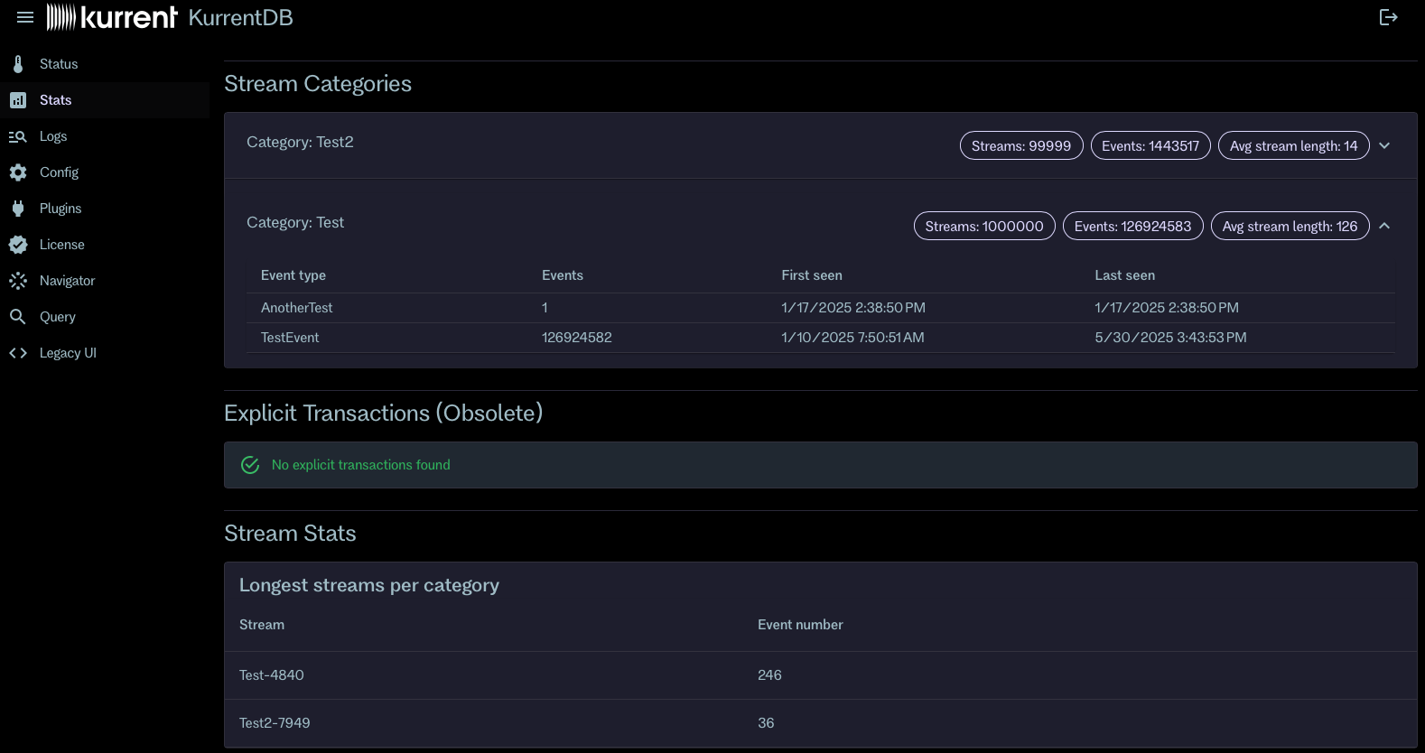 Embedded UI Stats page